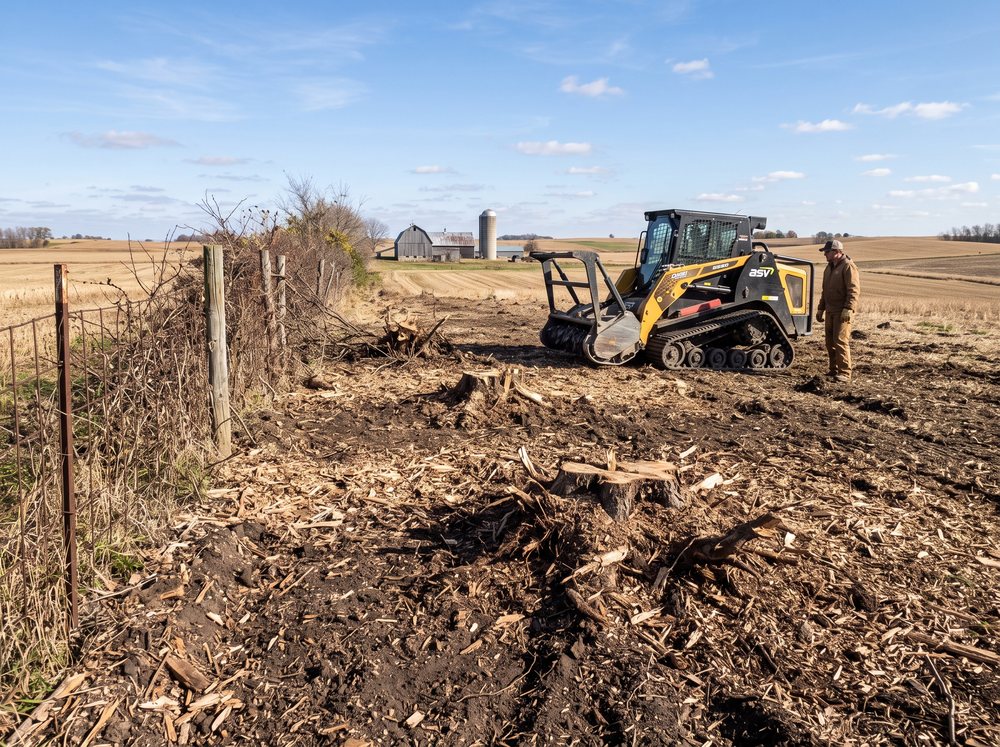 Land clearing and root grinding on a Dane County property